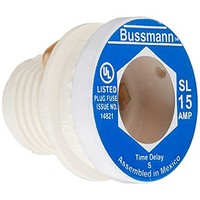 [해외] Bussmann BP/SL-15 15 Amp Time Delay Loaded Link Rejection Base Plug Fuse, 125V UL Listed Carded, 3-Pack