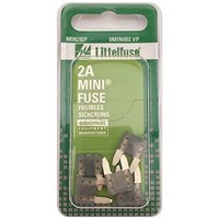 [해외] Littelfuse 0MIN002.VP MINI 32 Volt 2 Amp Carded Blade Fuse, (Pack of 5)