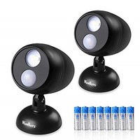 [해외] Motion Sensor LED Indoor Spotlight - Wireless Battery Powered Fulcrum Night Lights for Hallway, Porch, Aisle（Black-2 Pack）