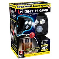 [해외] Ontel Night Hawk - Super Bright 450 Lumen LED Outdoor Indoor Security Spotlight Advanced Motion Sensor Adjustable Head Easy Wireless Installation 3000 Uses