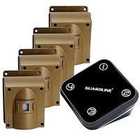 [해외] Guardline Wireless Driveway Alarm w/Four Sensors Kit Outdoor Weather Resistant Motion Sensor/Detector- Best DIY Security Alert System- Protect Home, Perimeter, Yard, Garage, Gate,