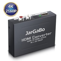 [해외] HDMI Audio Extractor, JarGaBo 4K 2160P HDMI Audio Splitter, HDMI to HDMI+Optical Toslink (SPDIF) + RCA (L/R) Audio Converter Adapter, V1.4, Black