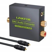 [해외] LiNKFOR Digital to Analog Audio Converter DAC Converter Digital Optical SPDIF Toslink Coaxial to Analog RCA L/R 3.5mm Jack Stereo Audio Adapter Converter with Optical Cable for HDT
