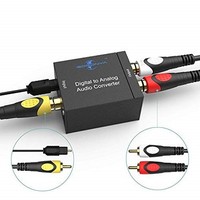 [해외] Goronya Digital Optical Coax to Analog RCA Audio Converter and 3.5mm (Headphone) Outpouts, 24-bit DAC with DC 5V Power Supply Adapter and Optical Cable