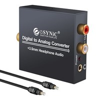 [해외] ESYNIC DAC Digital to Analog Audio Converter Optical SPDIF Coaxial to Analog Stereo L/R RCA Audio Adapter with Optical Cable 3.5mm Jack Output for HDTV Blu Ray DVD Sky HD Xbox 360