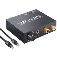 [해외] PROZOR Digital to Analog Converter 192kHz DAC Supports Volume control Digital Coaxial SPDIF Toslink to Analog Stereo L/R RCA 3.5mm Jack Audio Adapter for PS3 XBox HDDVD PS4 Home Ci