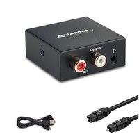 [해외] Audio Converter, Amanka Digital to Analog Audio Decoder with Digital Optical Toslink and Coaxial Inputs to Analog RCA and AUX 3.5mm (Headphone) Outputs Fiber Cable Included