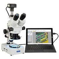 [해외] OMAX 3.5X-90X USB3 18MP Digital Trinocular Zoom Stereo Microscope on Desk Stand with 144-LED Light