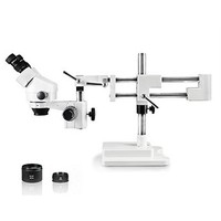 [해외] Vision Scientific VS-5EZ Binocular Zoom Stereo Microscope, 10x WF Eyepiece, 0.7X—4.5X Zoom, 3.5X—90x Magnification, 0.5X and 2X Auxiliary Lens, Double Arm Boom Stand