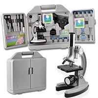 [해외] SOLOMARK Microscope Kit for Beginners and Kids - Accessory Set and Handy Storage Case, Microscope with Metal Arm and Base, Magnifications from 300x to 1200x - with Microscope Smart