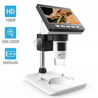 [해외] LCD Digital Microscope, SKYBASIC 4.3 inch 50X-1000X Magnification Zoom HD 1080P 2.0 Megapixels Compound Microscope 8 Adjustable LED Lights 8G SD Card Video Microscopes