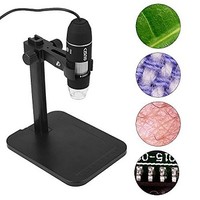 [해외] CISNO USB 2.0 Digital Microscope, 2MP 1000X Magnification 8 LED Endoscope Zoom Camera Magnifier with Fixed Stand, Compatible with Windows
