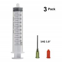 [해외] 3 Pack 100ml Syringes with 14G 1.0 Blunt Tip Needles and Storage Caps(Luer Lock), Plastic Reusable Syringe for Glue Applicator, Oil Dispensing Multiple Uses