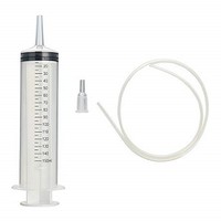 [해외] 2 Pack 150ml Syringes 47in Tubing, Large Plastic Syringe Scientific Labs, Nutrient Measuring, Watering, Refilling