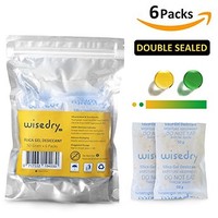 [해외] 50 Gram [6PACKS] Rechargeable Silica Gel Desiccant Packets Desiccant Bags Orange to Green indicating for Air Dryer Food Grade