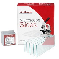 [해외] AmScope BS-72P-100S-22 72 Pieces of Pre-Cleaned Blank Microscope Slides and 100 Pieces of 22x22mm Square Coverslips Cover Glass