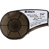 [해외] Brady High Adhesion Cloth Label Tape (M21-750-499) - Black On White Nylon - Compatible with BMP21-PLUS, ID PAL, and LABPAL Printers - 16 Length, 0.75 Width