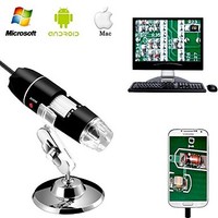 [해외] Jiusion 40 to 1000x Magnification Endoscope, 8 LED USB 2.0 Digital Microscope, Mini Camera with OTG Adapter and Metal Stand, Compatible with Mac Window 7 8 10 Android Linux