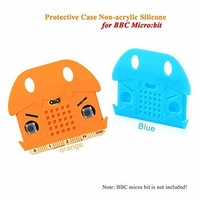 [해외] MakerFocus 2pcs BBC Micro:bit Protective Case Non-Acrylic Silicone Case Cute and Soft Easy to Storage for Micro:bit Board DIY Program Orange and Blue