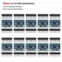 [해외] 10pcs MPU-6050 GY-521 Module, 3 Axis Accelerometer Gyroscope Module, 6 DOF Sensor, 6 Axis Accelerometer Module, 16 Bit AD Converter Data Output IIC I2C