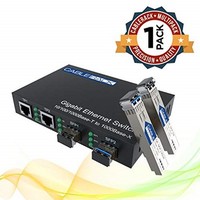 [해외] CableRack Gigabit Media Converter Multimode to Singlemode All-in-one (3 Configurations) Fiber Switch with Dual 10/100/1000M Ethernet Ports (1 Pack)