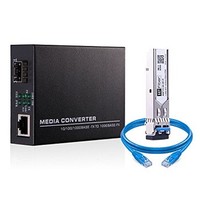 [해외] Gigabit Ethernet Fiber Media Converter Includes SFP Transceiver 1000Base-LX -Singlemode LC, 1310nm 20km-to UTP Cat6 Patch Cord 10/100/1000 RJ-45
