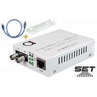 [해외] Single Mode ST Gigabit Fiber Media Converter - Built-in Fiber Module 20 km (12.42 Miles) ST – to UTP Cat5e Cat6 10/100/1000 RJ-45 – Auto Sensing Gigabit or Fast Ethernet - Jumbo Fr