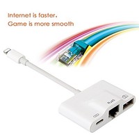 [해외] Uwecan RJ45 Ethernet Network Lan Wired Adapter for iPhone/iPad,3 in 1 Ethernet Adapter and charging and OTG USB Camera Reader Adapter,Support iOS 10.0 or Above