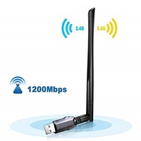 [해외] USB WiFi Adapter 1200Mbps, USB 3.0 Wireless Network WiFi Dongle with 5dBi Antenna for PC/Desktop/Laptop/Mac, Dual Band 2.4G/5G 802.11ac,Support Windows 10/8/8.1/7/Vista/XP, Mac10.5