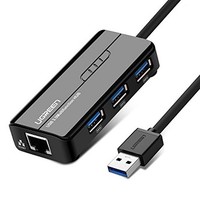 [해외] UGREEN USB 3.0 Hub Ethernet Adapter 10/100/1000 Gigabit Network Converter with USB 3.0 Hub 3 Ports for Nintendo Switch, Windows Surface Pro, MacBook Air/Retina, iMac Pro, Chromeboo