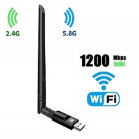 [해외] USB Wifi Adapter 1200Mbps TECHKEY USB 3.0 Wifi Dongle 802.11 ac Wireless Network Adapter with Dual Band 2.4GHz/300Mbps+5GHz/866Mbps 5dBi High Gain Antenna for Desktop Windows XP/Vi