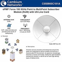 [해외] Cambium Networks C050900C181A ePMP Force 190 5GHz Integrated Radio, Subscriber Module, Rest Of World (RoW) With US Power Cord (US Cord)