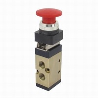 [해외] Ucland MSV-86522PB 1/4 PT 2/5 Way Momentary Red Mushroom Button Air Mechanical Valve