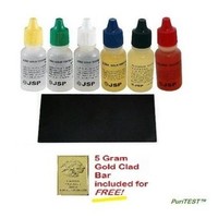 [해외] Profesional Gold Testing Kit + 3x6 Pro Test Scratch Stone 6 Bottle 10k 14k 18k 22k Silver Platinum Solutions