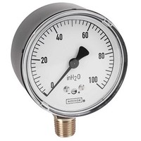 [해외] NOSHOK 200 Series Steel Dry Dial Indicating Low Pressure Diaphragm Gauge with Bottom Mount, 2-1/2 Dial, +/-1.5% Accuracy, 0-100WC Pressure Range