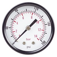 [해외] PneumaticPlus PSB20-200 Air Pressure Gauge 2 Dial, Center Back Mount, 1/4 NPT, 0-200 PSI