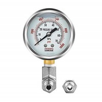 [해외] Pressure Guage Kit 304 Stainless Steel Pressure Gauge [ 0-10000 PSI ] + A Pressure Adapter - Paired with 10-Ton Hydraulic Pump for dp-hr10t35v