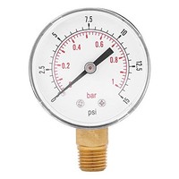 [해외] Low Pressure Gauge For Fuel Air Oil Or Water 0-15psi/0-1bar BSPT Bottom Mount