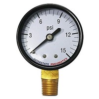 [해외] Interstate Pneumatics G2012-015 Pressure Gauge 15 PSI 2 Inch Diameter1/4 Inch NPT Bottom Mount