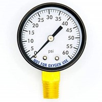 [해외] Super Pro 80960BU Pool Spa Filter Water Pressure Gauge, 0-60 PSI, Bottom Mount, 1/4-Inch Pipe Thread