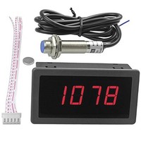 [해외] uniquegoods LED 4 Digital Tachometer RPM Gauge Speed Meter Tester 10-9999 RPM with Hall Proximity Sensor Switch