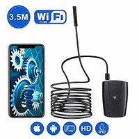 [해외] DBPOWER 2MP HD WiFi Endoscope Semi-Rigid Cable 6 Adjustable Led IP67 Waterproof Borescope Inspection Snake Camera for Android, iPhone, iPad, Samsung and Tablet (3.5M/11.5ft)