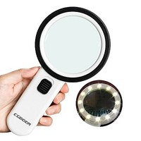 [해외] Magnifier Magnifying Glass with Light, 10X Handheld Lighted Led Magnifier with 12 LEDs Double Glass Lens for Seniors Reading, Coins, Stamps, Map,Jewelry, Inspection, Macular...