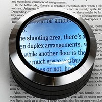 [해외] WITHit Lighted Dome Magnifier - Aluminum 3 LED Lighted Reading Magnifier - Black