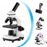 [해외] Monocular Microscope for Students and Kids, 200-2000x Magnification Powerful Biological Educational Microscopes with Operation Accessories(10p), Slides Set(15p), Phone Adapter, Wir