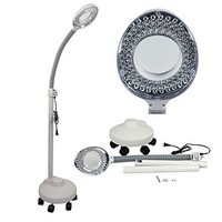 [해외] Super Deal PRO LED Magnifying Floor Lamp - 5 Wheels Rolling Base - 5x Diopter - Adjustable Gooseneck - Magnifier Glass Len Facial Light, For Professional Use and Crafts