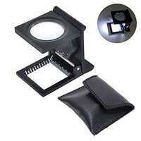 [해외] Yosoo 10 x 28mm Linen Test Three Folding Magnifying Glass Portable Zinc Alloy Magnifier （10X Lens with LED Lamp for Textile Jewelry Collection Repair, Black