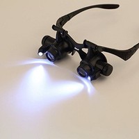 [해외] Baynne 10X 15X 20X 25X LED Glasses Jeweler Watch Repair Magnifier Magnifying Double Eye Glasses Loupe Lens Measurement Tools