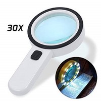 [해외] 30X Magnifier with Light,Gemwon Handheld 12 LED Large Magnifying Glass Illuminated Lighted for Seniors Reading,Stamps,Inspection,Crafts,Coins,Jewelry,Map,Macular Degeneration