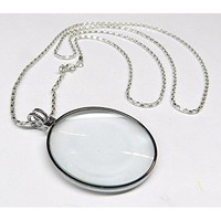[해외] GC - 5X Necklace Magnifier 1-3/4 Glass Lens 36 Silver Chrome Chain US FAST FREE SHIPPER